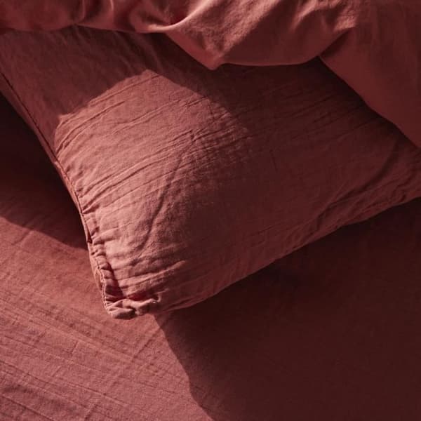 Sengesæt - TODAY - 123671 - 2 personer - 260x240cm - Ensfarvet bomuldsgaze - Terracotta