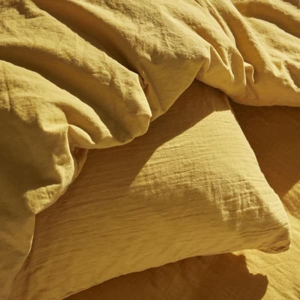 Bäddset - TODAY - 123668 - 2 personer - 240x220cm - Enfärgad bomullsväv - Ockra