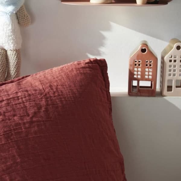 Sengesæt - TODAY - 123670 - 2 personer - 240x220cm - Ensfarvet bomuldsgaze - Terracotta