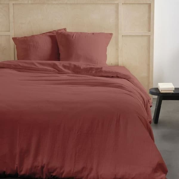 Sengesæt - TODAY - 123670 - 2 personer - 240x220cm - Ensfarvet bomuldsgaze - Terracotta
