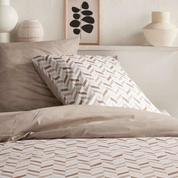 Sengesæt - TODAY Crazy - Grafisk print - 2 personer - 220 x 240 cm - Beige