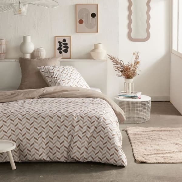 Sengesæt - TODAY Crazy - Grafisk print - 2 personer - 220 x 240 cm - Beige