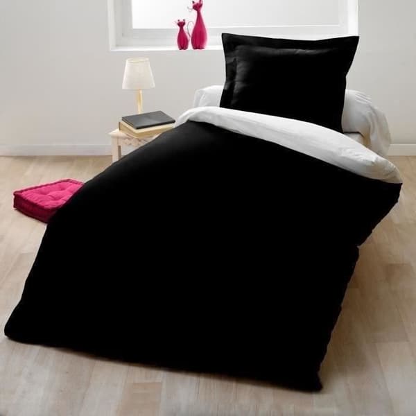Påslakanset för 1 person - 140x200 cm - 100% bomull - Tvåfärgad svartvit