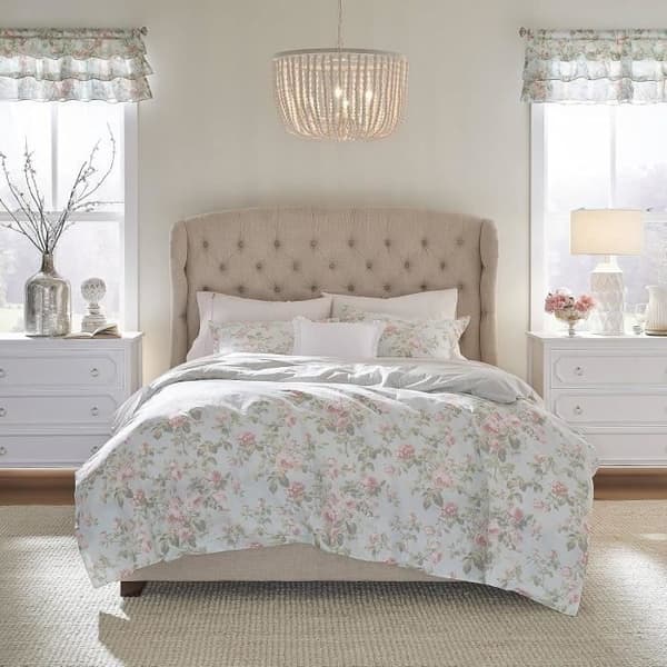 Laura Ashley Home - King Size sängkläder, vändbar i bomull med matchande örngott, Blå Madelynn