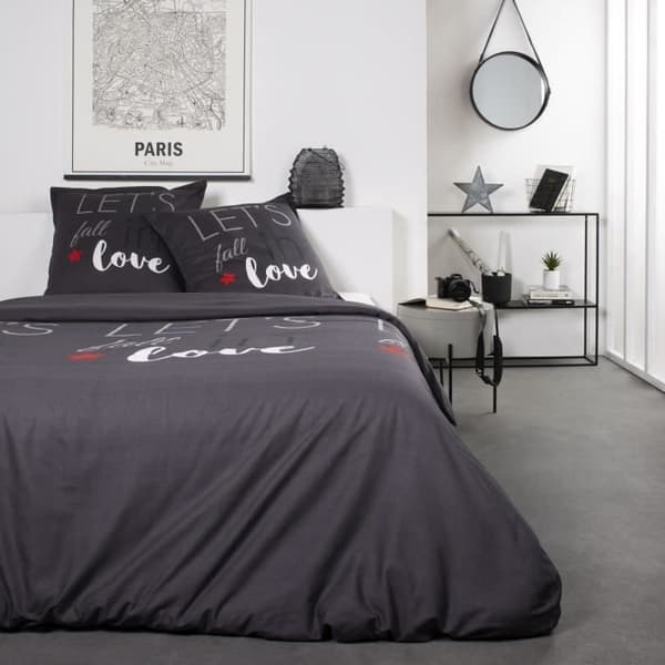 TODAY Love -puuvillainen vuodevaatesetti - 2 hengelle - 240 x 260 cm - harmaakuvio