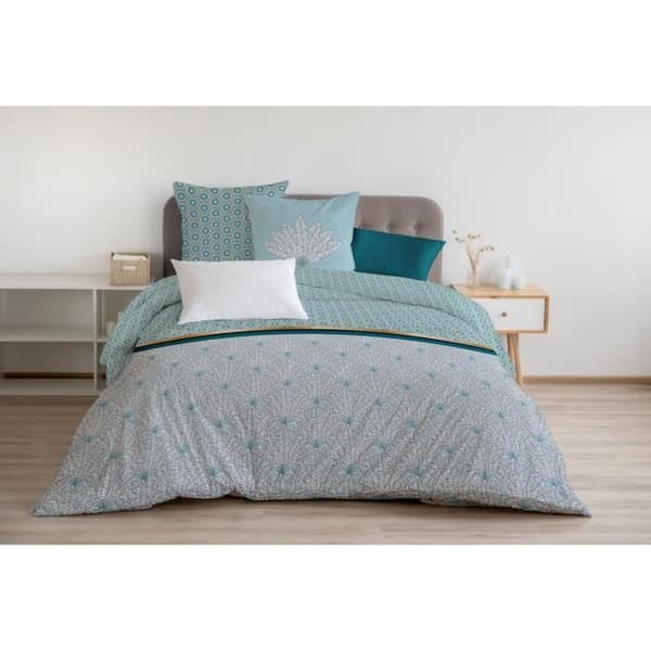Påslakanset 240x260 cm HOME LINGE PASSION LOUXOR: Påslakan + 2 örngott - 100% bomull 57 trådar - Grön