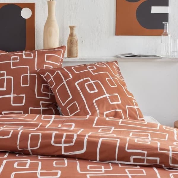 Bäddset - TODAY Crazy - Grafiskt tryck - 2 personer - 220 x 240 cm - Orange