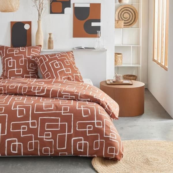 Bäddset - TODAY Crazy - Grafiskt tryck - 2 personer - 220 x 240 cm - Orange
