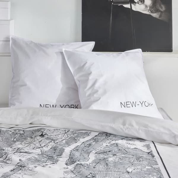Bäddset - TODAY - JAVA - 2 personer - 240x220 cm - Bomull - New York-tryck - Vit
