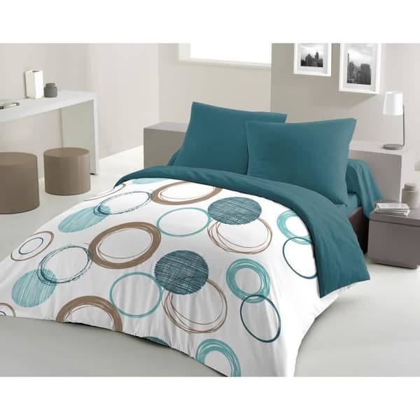HOME LINGE PASSION Audace påslakanset - påslakan 220 x 240 cm + 2 örngott 63x63 cm - Ankblå
