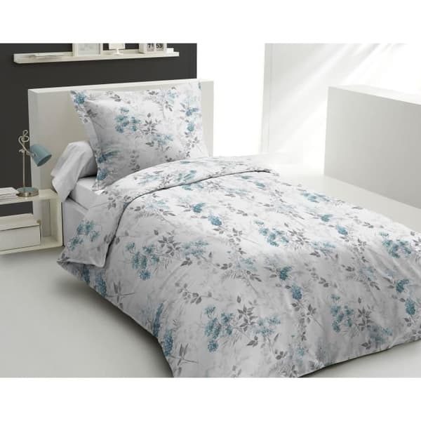 Pussilakanasetti - HOME LINGE PASSION - POMPADOUR - 100% puuvillaa - 140x200 cm - Valkoinen/Kukkakuvio