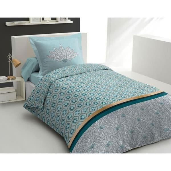 Påslakanset 140x200 cm HOME LINGE PASSION LOUXOR: Påslakan + 1 örngott - 100% bomull 57 trådar - Smaragdgrön
