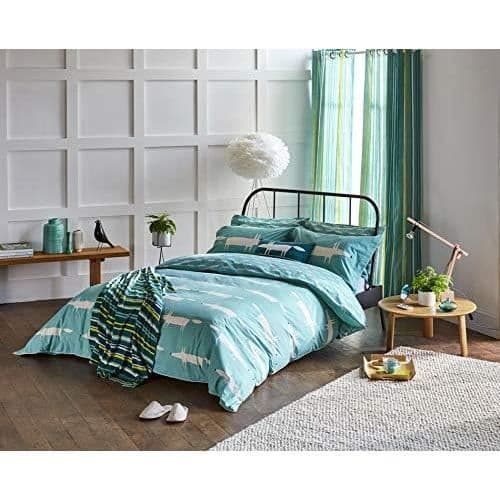 Scion Mr Fox Duvet Cover i Bomullspercale 180 Trådar, Blå Turkos, 260x220