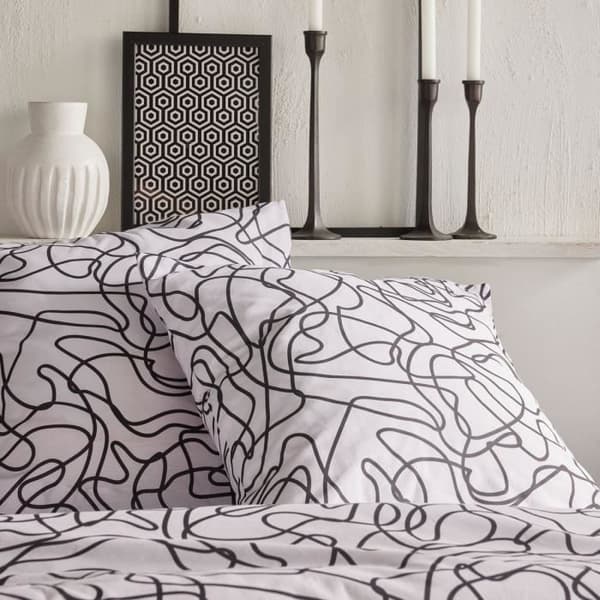 Sengesæt - TODAY Crazy - Grafisk print - 2 personer - 220 x 240 cm - Hvid