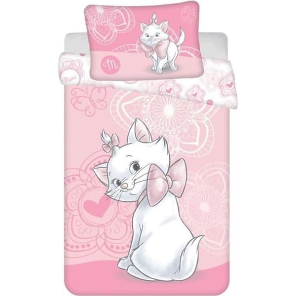 Sängkläder - Disney - Marie Cat - Bomull - Påslakan 100x135 cm - Örngott 40x60 cm