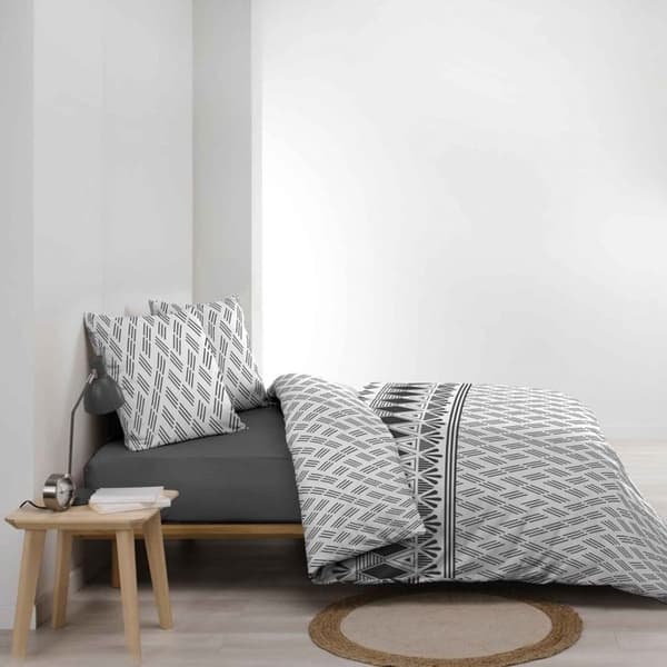 Bäddset - Paris Prix - Arcadia - 240x220cm - Naturlig bomull - Tryckt - Vit