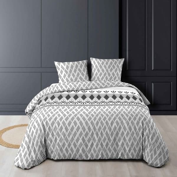 Bäddset - Paris Prix - Arcadia - 240x220cm - Naturlig bomull - Tryckt - Vit