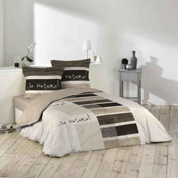 DOUCEUR d'INTERIEUR So Natural påslakanset - 1 påslakan 220x240 cm + 2 örngott i taupe och antracit