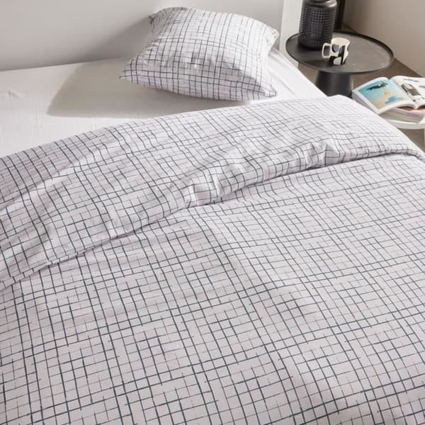 Sängkläder - TODAY Crazy - Rutig tryck - 2 personer - 220 x 240 cm - Vit