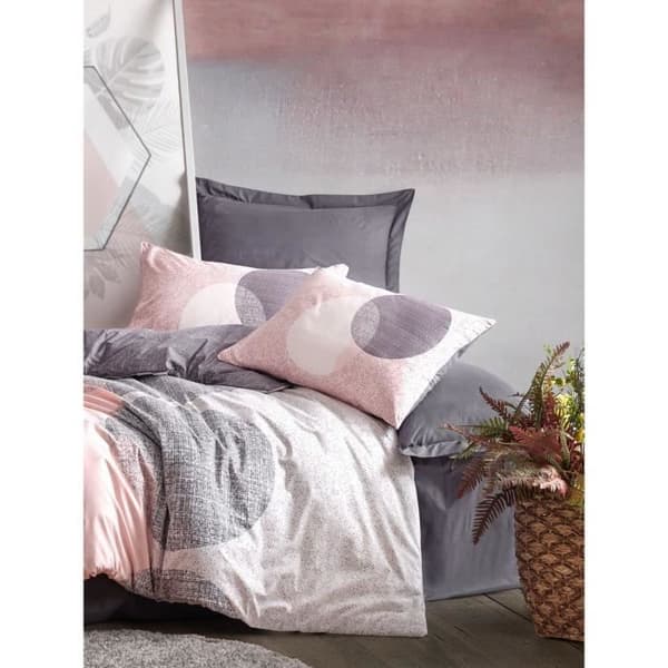 Sängkläder - 1 påslakan 220 x 240 cm + 2 örngott 60 x 60 cm - 100% förstärkt bomull - Grå