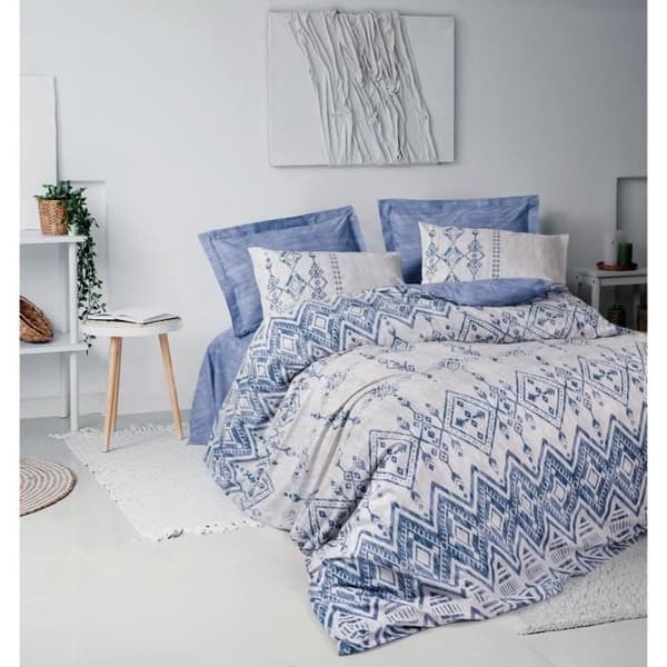 Sängkläder - 1 påslakan 220 x 240 cm + 2 örngott 60 x 60 cm - 100% förstärkt bomull - Blå
