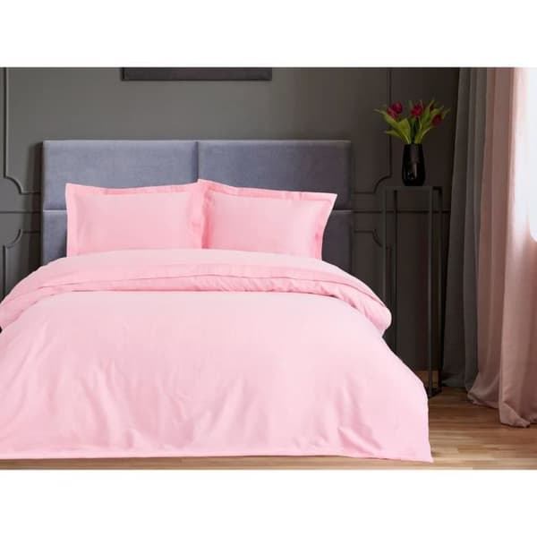 Sängkläder - 1 påslakan 220 x 240 cm + 2 örngott 60 x 60 cm - Satin 100% bomull - Rosa
