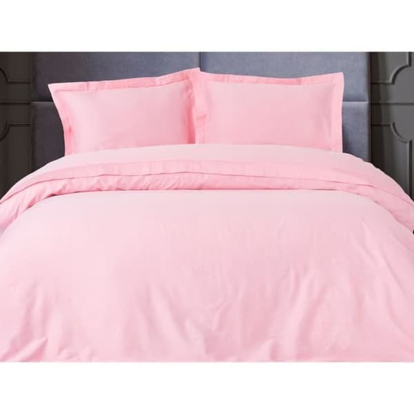 Sängkläder - 1 påslakan 220 x 240 cm + 2 örngott 60 x 60 cm - Satin 100% bomull - Rosa