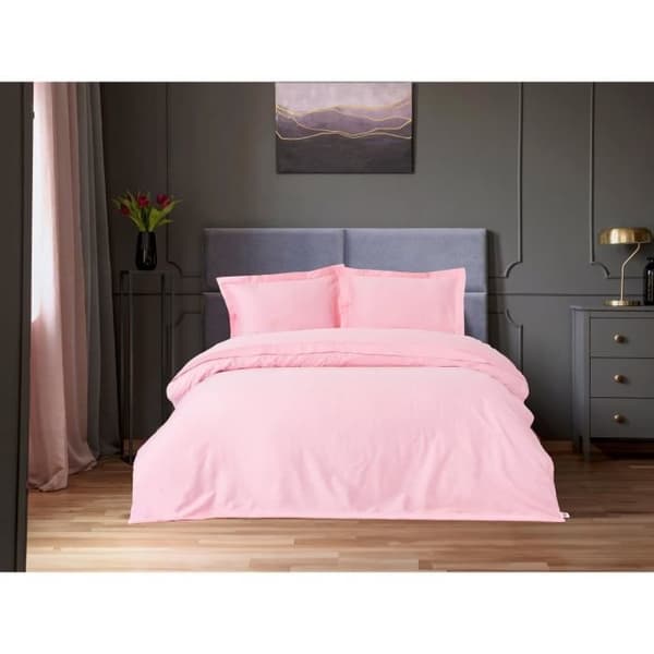 Sängkläder - 1 påslakan 220 x 240 cm + 2 örngott 60 x 60 cm - Satin 100% bomull - Rosa