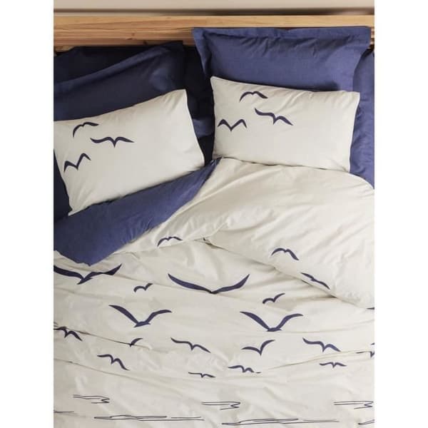 Sängkläder - 1 påslakan 220 x 240 cm + 2 örngott 60 x 60 cm - 100% förstärkt bomull - Blå