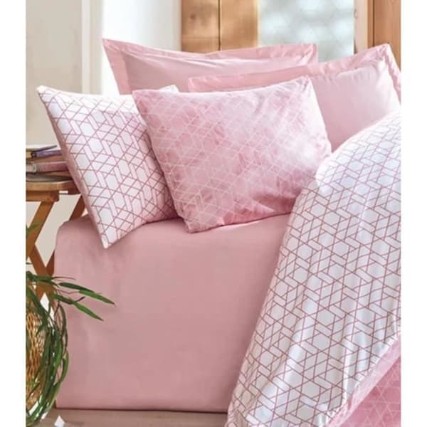 Sängkläder - 1 duvetöverdrag 220 x 240 cm + 2 örngott 60 x 60 cm - 100% förstärkt bomull - Rosa