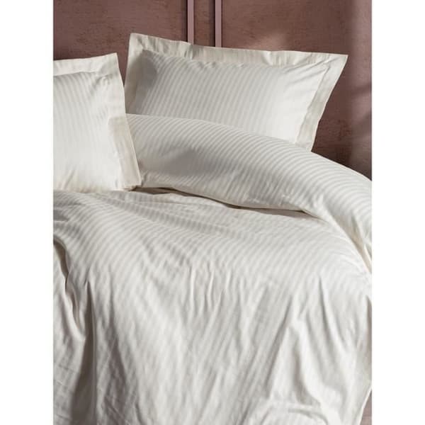 Sängkläder - 1 påslakan 220 x 240 cm + 2 örngott 60 x 60 cm - Satin 100% bomull - Ecru
