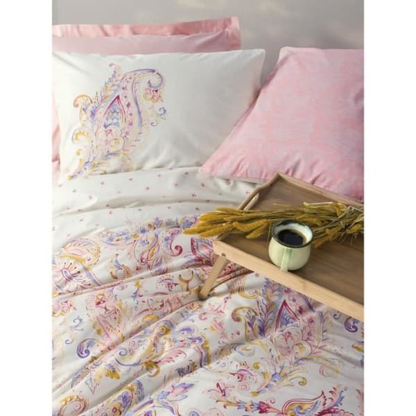 Sängset - 1 täckedäcket 220 x 240 cm + 2 örngott 60 x 60 cm - 100% förstärkt bomull - Rosa