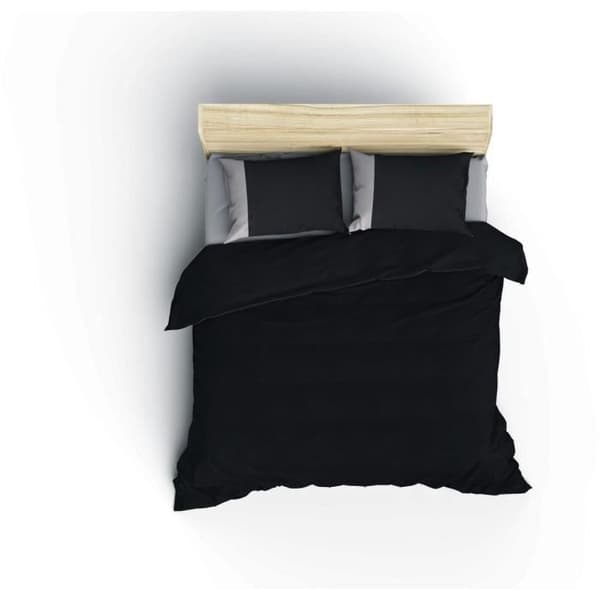 Sängkläder - 1 täckesöverdrag 220 x 240 cm + 2 örngott 60 x 60 cm - 100% kammad bomull - Svart