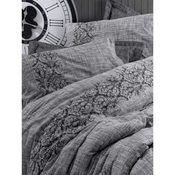 Sängkläder - 1 duvetöverdrag 220 x 240 cm + 2 örngott 60 x 60 cm - 100% förstärkt bomull - Grå