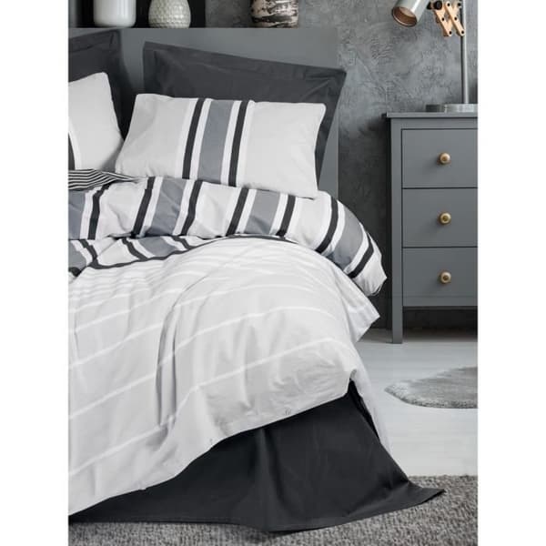 Sängkläder - 1 påslakan 220 x 240 cm + 2 örngott 60 x 60 cm - 100% renforcerad bomull - Antracit
