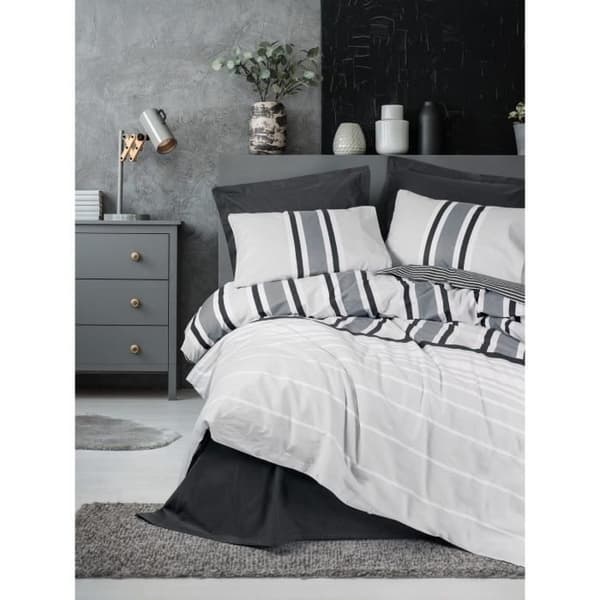 Sängkläder - 1 påslakan 220 x 240 cm + 2 örngott 60 x 60 cm - 100% renforcerad bomull - Antracit
