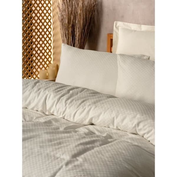Sängkläder - 1 påslakan 220 x 240 cm + 2 örngott 60 x 60 cm - 100% förstärkt bomull - Kräm