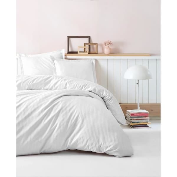 Sängkläder - 1 påslakan 220 x 240 cm + 2 örngott 60 x 60 cm - Satin 100% bomull - Vit