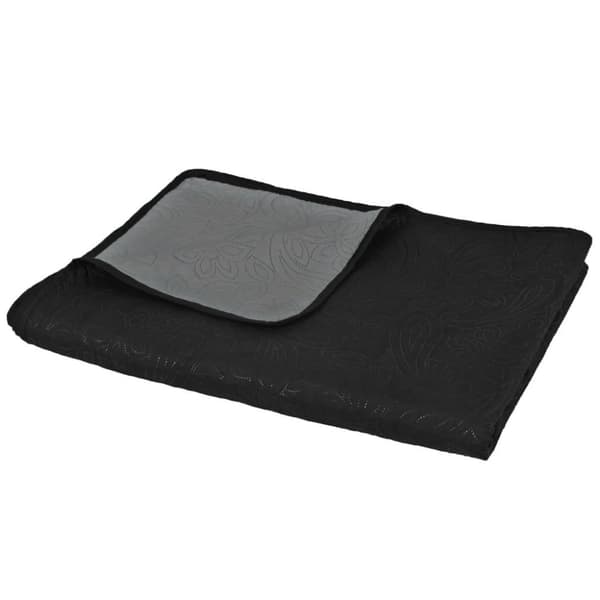 vidaXL dobbeltsidet quiltet sengetæppe 230 x 260 cm grå og sort