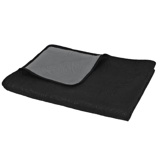 vidaXL dobbeltsidet quiltet sengetæppe 220 x 240 cm grå og sort
