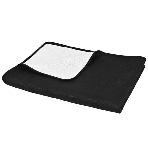vidaXL Dobbeltsidig vattert sengeteppe 230x260 cm svart og hvit