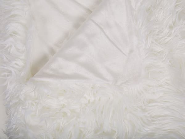 Överkast Vit Polyester Akryl 200 x 220 cm Fuskpäls Lättskött Mjuk Sovrum