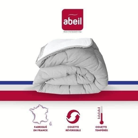 ABEIL BICOLOR tempererat täcke 140x200cm - Vit &amp; Heather grey