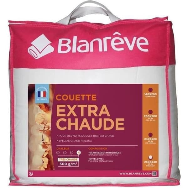 BLANREVE Extra varm mikrofiber-täcke - 240 x 260 cm - Vit