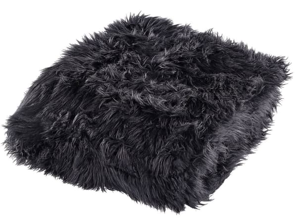 Överkast Svart Polyester Akryl 200 x 220 cm Fuskpäls Lättskött Mjuk Sovrum