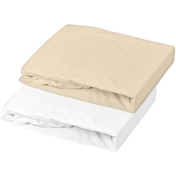 Domiva Set med 2 lakan - 60 x 120 cm - Jersey - Vit/Pebbles