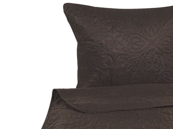 Sängöverkast och kuddar Brun Polyestertyg 160 x 220 cm Präglat mönster Dekorativa sängkläder Klassisk design Sovrum