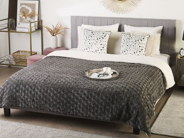 Sengeteppe Grått Mykt Stoff 200 x 220 cm Sherpa Fleece