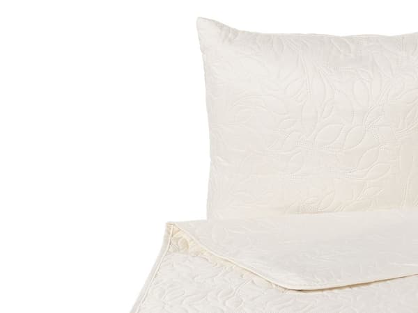 Sengeteppe Kremfarget Polyester 140 x 210 cm med puter Preget mønster Dekorativt sengetøy Klassisk design soverom
