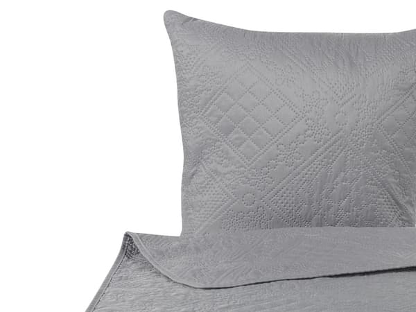 Sengeteppe Grå Polyester 160 x 220 cm med puter Preget mønster Dekorativt sengetøy Klassisk Design Soverom